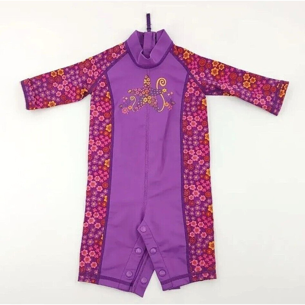 Rei Rashguard Suit Baby Girl 12 Months Infants Purple Sea-Floral Print One Piece
